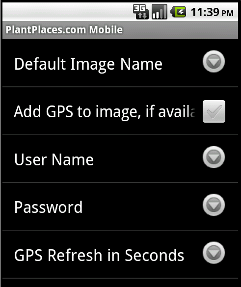 PlantPlaces.com Mobile Preferences